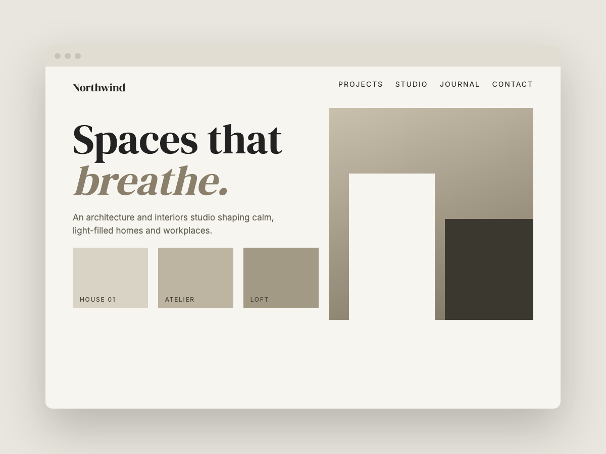 Concept website for an architecture studio