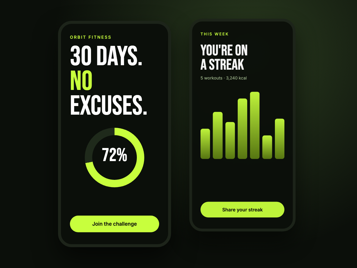 Concept social and motion design for a fitness app